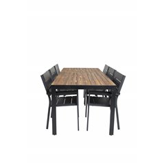 Bois Dining Table 205*90cm - Black Legs / Acacia, Levels Chair (pinottavissa) - Black Alu / Black Aintwood