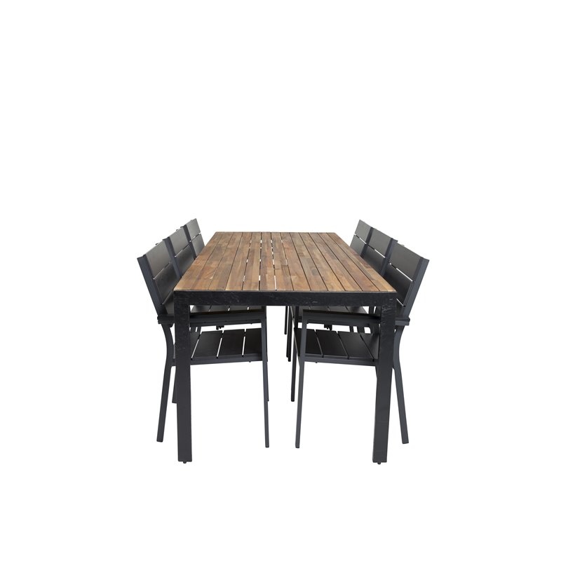 Bois Spisebord 205 * 90cm - Sorte Ben / Acacia, Levels Chair (stabelbar) - Sort Alu / Sort Aintwood_6