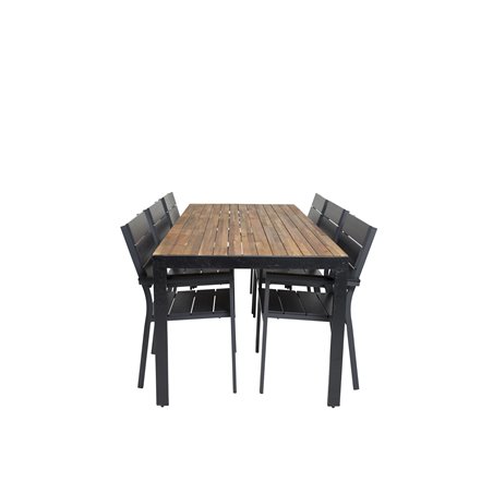 Bois Dining Table 205*90cm - Black Legs / Acacia, Levels Chair (pinottavissa) - Black Alu / Black Aintwood