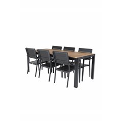 Bois Dining table 205*90cm - Black Legs / Acacia , Levels Chair (stackable) - Black Alu / Black Aintwood_6