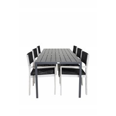 Break Table 205*90 - Black/Black, Rives Arm Chair - White Wash Acacia / Black Rope_6