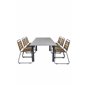 Albany Table - 152/210 - Black/Grey, Bois Dining Chair - Black Alu / Acacia