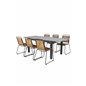 Albany Table - 152/210 - Black/Grey, Bois Dining Chair - Black Alu / Acacia