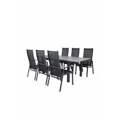 Albany Table - 152/210 - Black/Grey+Copacabana Recliner Chair - Black/Black_6