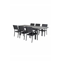 Levels Table 160/240 - Black/Grey, Levels Chair (stackable) - Black Alu / Black Aintwood_6