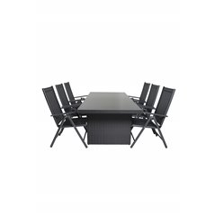 Padova Table 200*100 - Black/Glass, Break 5:pos Chair - Black/Black_6