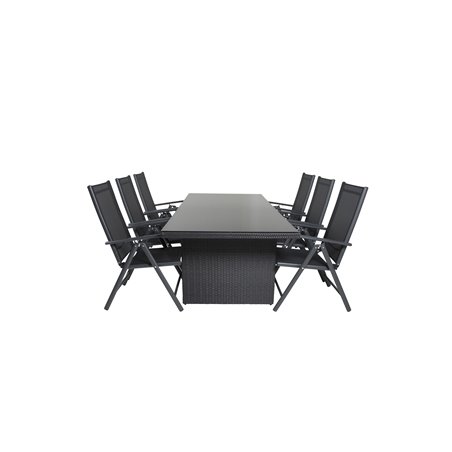 Padova Table 200*100 - Black/Glass, Break 5:pos Chair - Black/Black_6