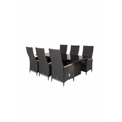 Padova Table 200*100 - Black/Glass, Padova Chair (Recliner) - Black/Teak_6