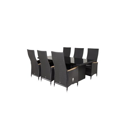 Padova-taulukko 200*100 - Black/Glass, Padova Chair (Recliner) - Black/Teak_6