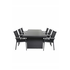 Padova Table 200*100 - Black/Glass, Parma Chair - Black/Grey_6