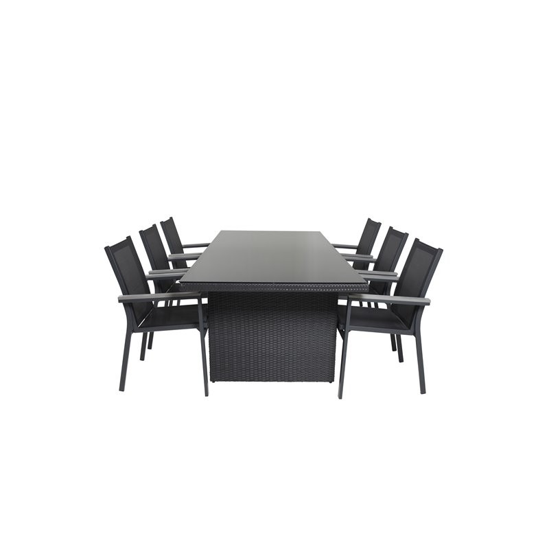 Padova-taulukko 200*100 - Black/Glass, Parma Chair - Black/Grey_6