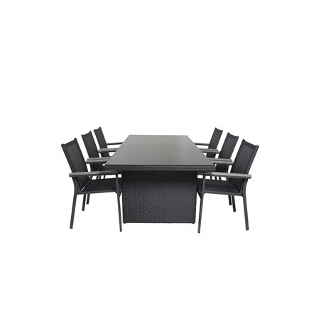 Padova Table 200*100 - Black/Glass, Parma Chair - Black/Grey_6