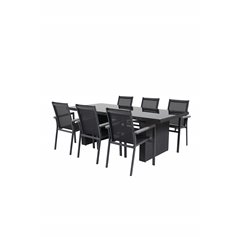 Padova Table 200*100 - Black/Glass, Parma Chair - Black/Grey_6