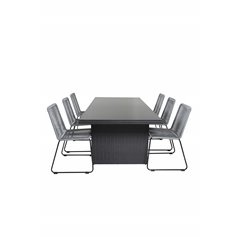 Padova Table 200*100 - Black/Glass, Lindos Chair - Black/Grey_6