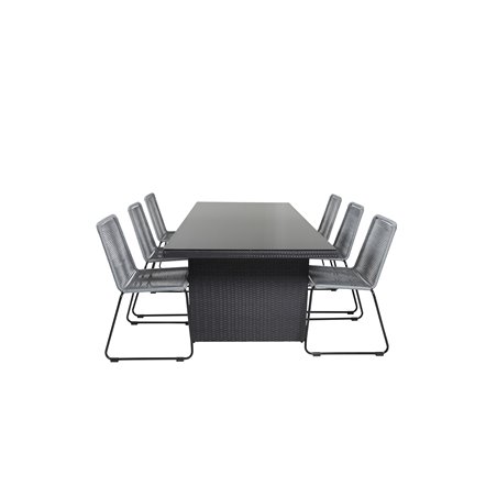 Padova Table 200*100 - Black/Glass, Lindos Chair - Black/Grey_6