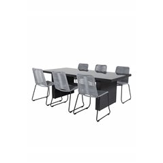 Padova Table 200*100 - Black/Glass, Lindos Chair - Black/Grey_6