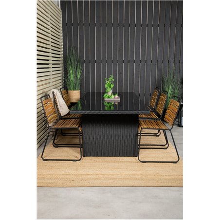 Padova Table 200*100 - Black/Glass, Bois Dining Chair - Black Alu / Acacia_6