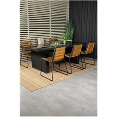 Padova Table 200*100 - Black/Glass, Bois Dining Chair - Black Alu / Acacia_6