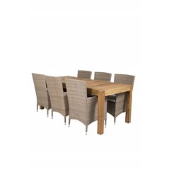 Peter Dining Table - 200*90*H76 - Acacia, Malin Armchair - Nature/Sand_6