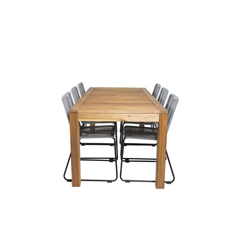 Peter Dining Table - 200*90*H76 - Acacia, Lindos Chair - Black/Grey_6