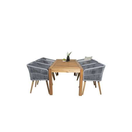 Peter Dining Table - 200*90*H76 - Acacia, Chania Armchair - Grey/Acacia_6