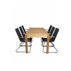 Peter Dining Table - 200*90*H76 - Acacia, Bois Armchair - Black Alu / Black Rope / Acacia_6