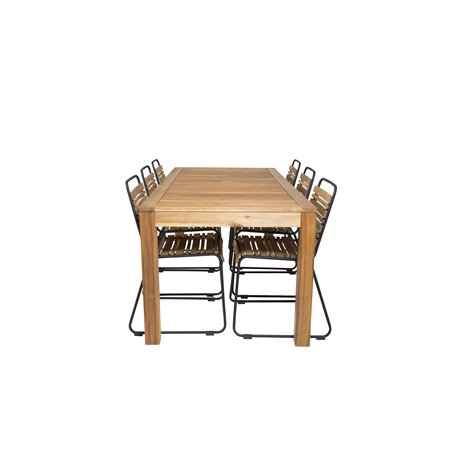 Peter Dining Table - 200*90*H76 - Acacia, Bois Dining Chair - Black Alu / Acacia_6