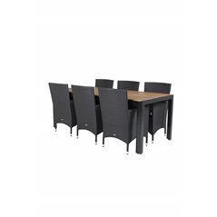 Bois Dining table 205*90cm - Black Legs / Acacia , Malin Armchair - Black/Grey_6