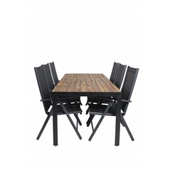 Bois Dining table 205*90cm - Black Legs / Acacia , Break 5:pos Chair - Black/Black_6