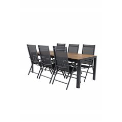 Bois Dining table 205*90cm - Black Legs / Acacia , Break 5:pos Chair - Black/Black_6