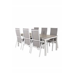 Llama Dining Table 205*100 - White Alu / Grey HPL, Copacabana Recliner Chair - White/Grey_6