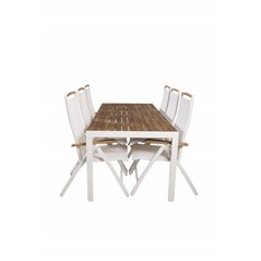 Bois Dining Table 205*90cm - White Alu / Acacia, Panama 5:pos Valkoinen/Teak_6