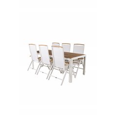 Bois Dining table 205*90cm - White Alu / Acacia , Panama 5:pos Chair - White/Teak_6