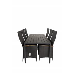 Break Table 205*90 - Black/BlackPadova Chair (Recliner) - Black/Teak_6