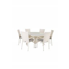 Volta Table ø 150 - White/Glass, Anna Chair - White_6