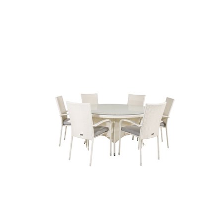 Volta Table ø 150 - White/Glass, Anna Chair - White_6