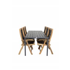 Break Table 205*90 - Black/Black, Peter 5:pos Chair - Black Rope / Acacia_6