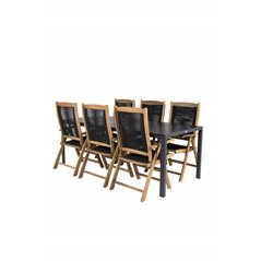 Break Table 205*90 - Black/Black, Peter 5:pos Chair - Black Rope / Acacia_6