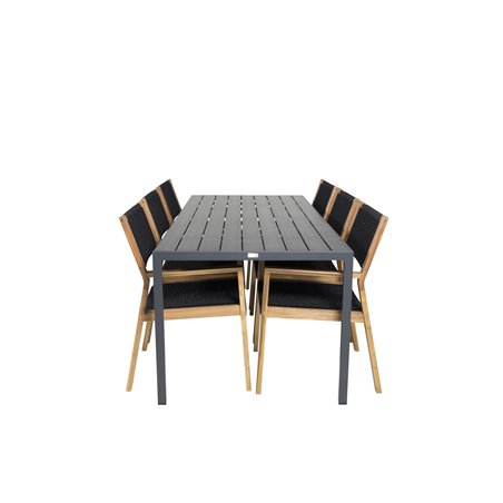 Break Table 205*90 - Black/Black, Little John Dining Chair - Black Rope / Acacia _6