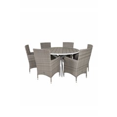 Parma Table ø 140 - White/Grey, Malin Armchair - Grey/Grey_6