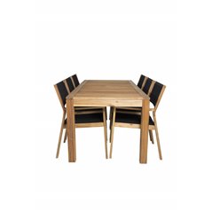 Peter Dining Table - 200*90*H76 - Acacia, Little John Dining Chair - Black Rope / Acacia _6