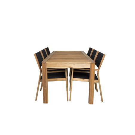 Peter Dining Table - 200*90*H76 - Acacia, Little John Dining Chair - Black Rope / Acacia _6