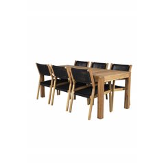 Peter Dining Table - 200*90*H76 - Acacia, Little John Dining Chair - Black Rope / Acacia _6