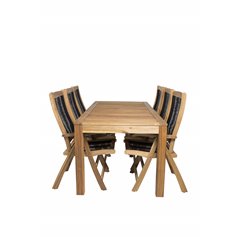 Peter Dining Table - 200*90*H76 - Acacia, Peter 5:pos Chair - Black Rope / Acacia_6