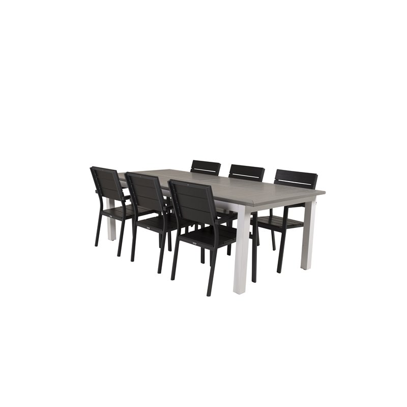 Albany Tabell - 224/324 - Vit / Graylevels stol (stapelbar) - svart Aluminium / svart aintwood_6