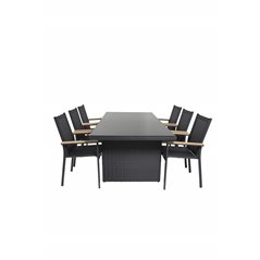 Padova Table 200*100 - Black/Glass, Texas Chair - Black/Teak_6