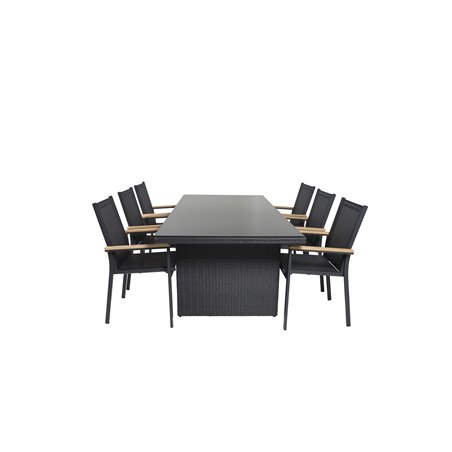 Padova Table 200*100 - Black/Glass, Texas Chair - Black/Teak_6