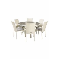 Parma Table ø 140 - White/Grey, Anna Chair - White_6