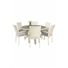 Parma Table ø 140 - White/Grey, Anna Chair - White_6