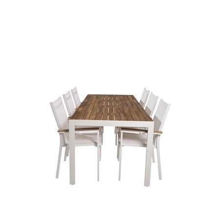 Bois Dining table 205*90cm - White Alu / Acacia , Texas Chair - White/Teak_6